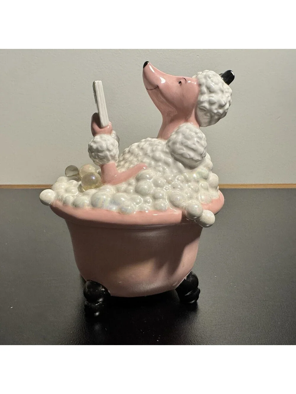 Department 56 Pink Poodle Bathtub Candle RARE Trinket Bubbles